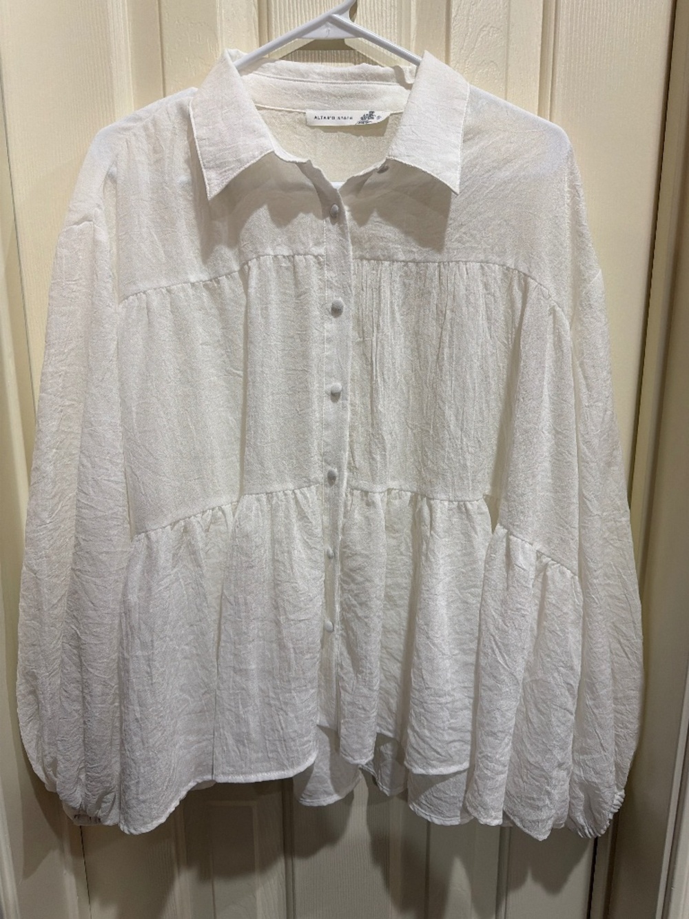 Altar’d State White Flowy Babydoll Top